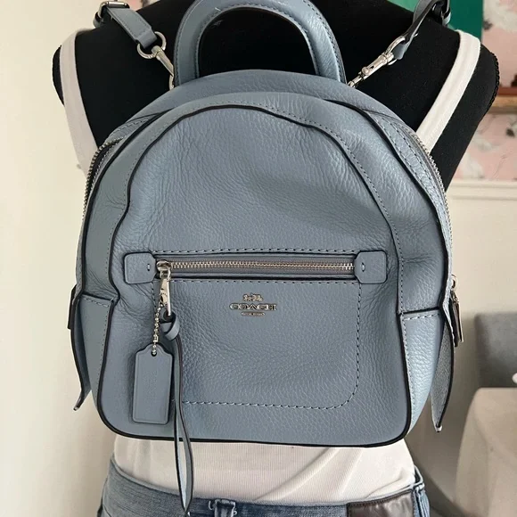 Coach Sky Blue Leather Backpack COACH Vintage Sky Blue Leather Drawstring Backpack # K7m  main image 4